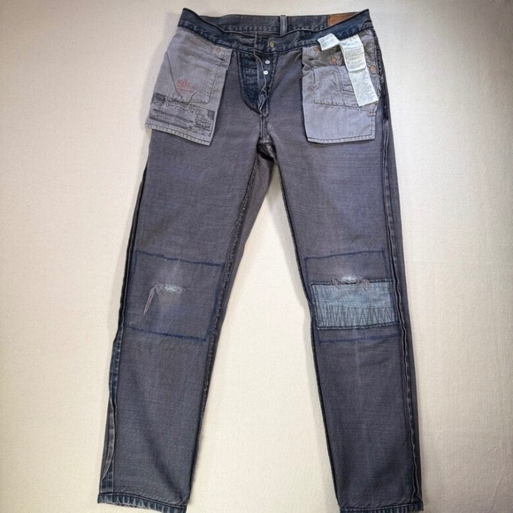 Levi's 501 Selvedge Denim Faded Black With Patch Knee 28 X 28 (25x32) 2015 - Picture 17 of 17